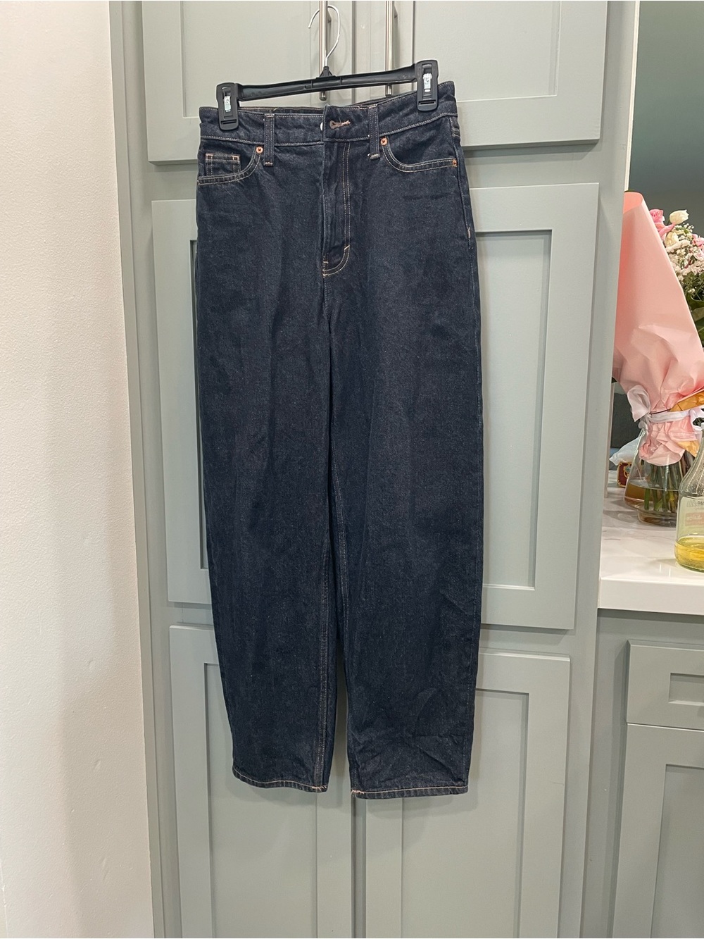 Straight-Leg High-Rise Women's Jeans in Dark Blue